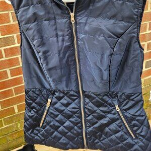 Cavalini Navy Quilted Vest for Women with Gold zipper and button details